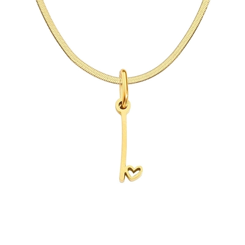 Stainless Steel Titanium Steel 14K Gold Plated Minimalist Plating Letter Heart Shape Pendant Necklace