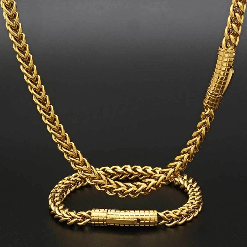 Hip-hop Solid Color Stainless Steel Chain Jewelry Set