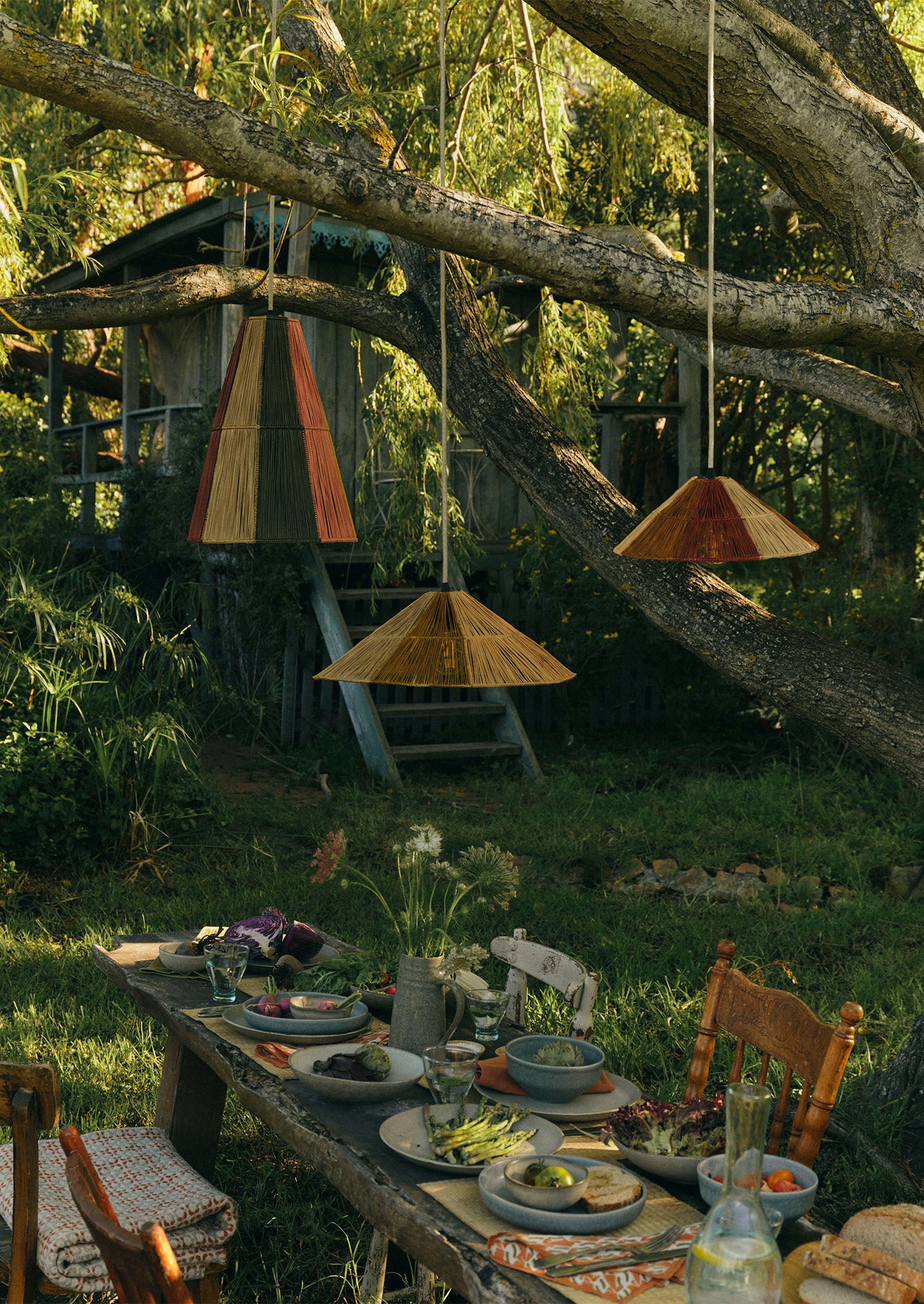 Handmade Small Iraca Cone Lampshade | Multi