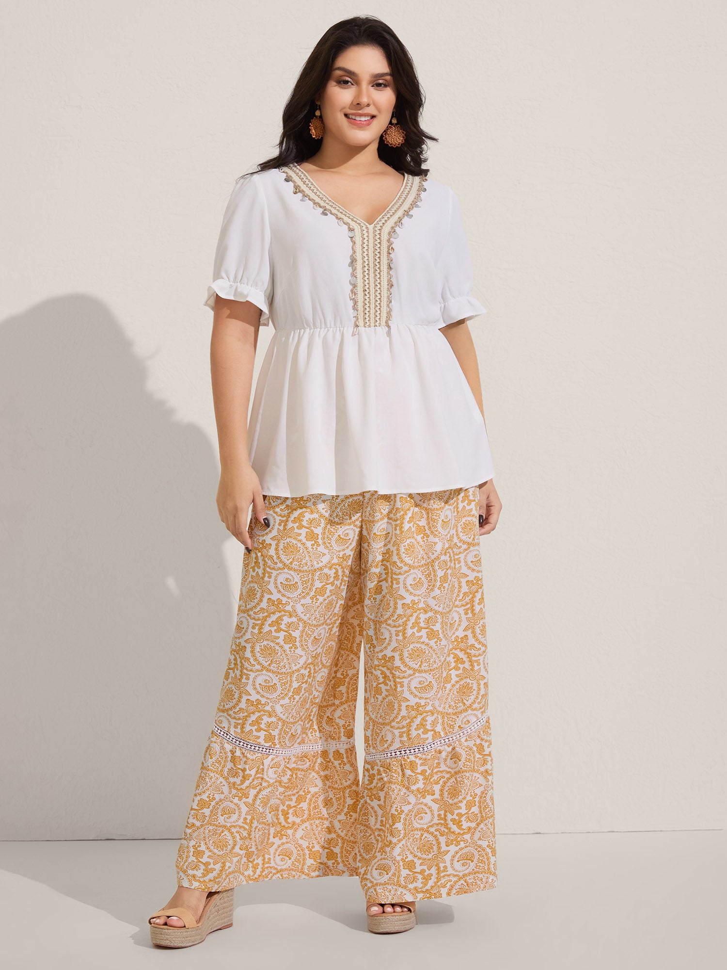 Contrast Webbing Shell Detail Blouse