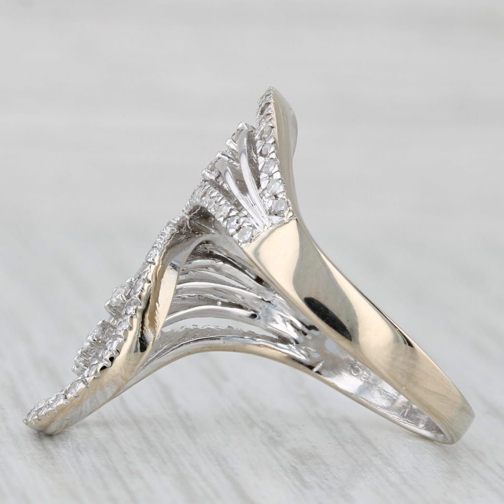 0.52ctw Diamond Shooting Stars Bypass Ring 18k White Gold Size 10 Cocktail