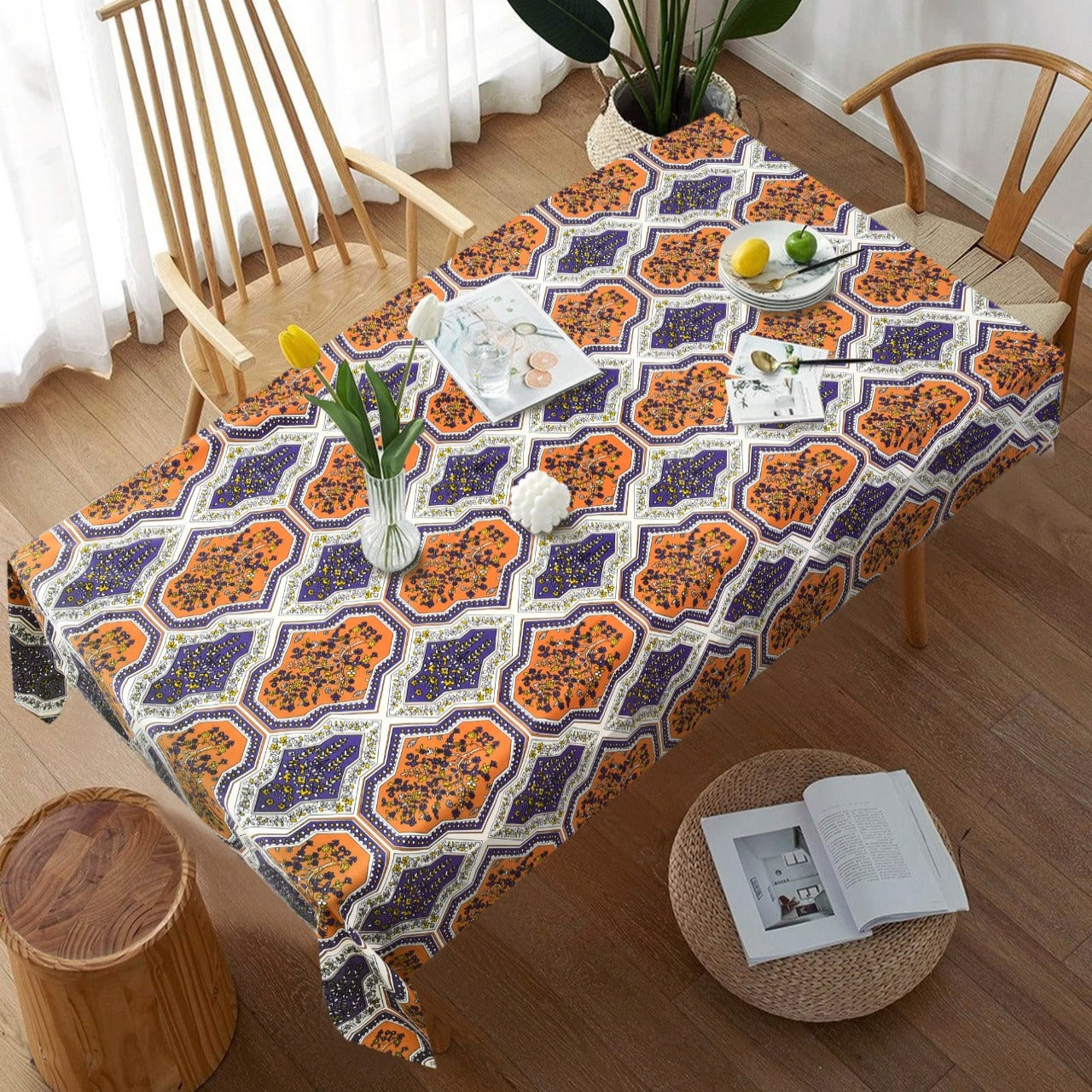 6 & 8 Seater Digital Printed Table Cover(4534)-TB32