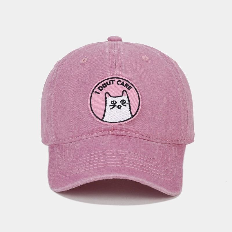 Women'S Cute Bear Cat Embroidery Curved Eaves Baseball Cap