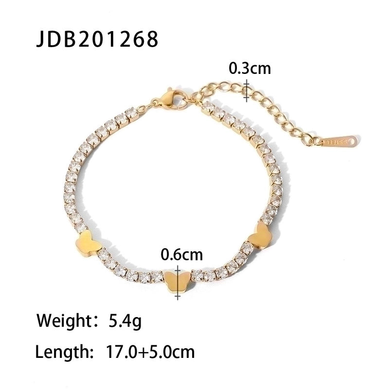 Fashion Geometric Stainless Steel Zircon Bracelets In Bulk