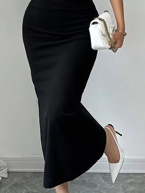 Bodycon Short Sleeves Buttoned Contrast Color Split-Joint Lapel Midi Dresses