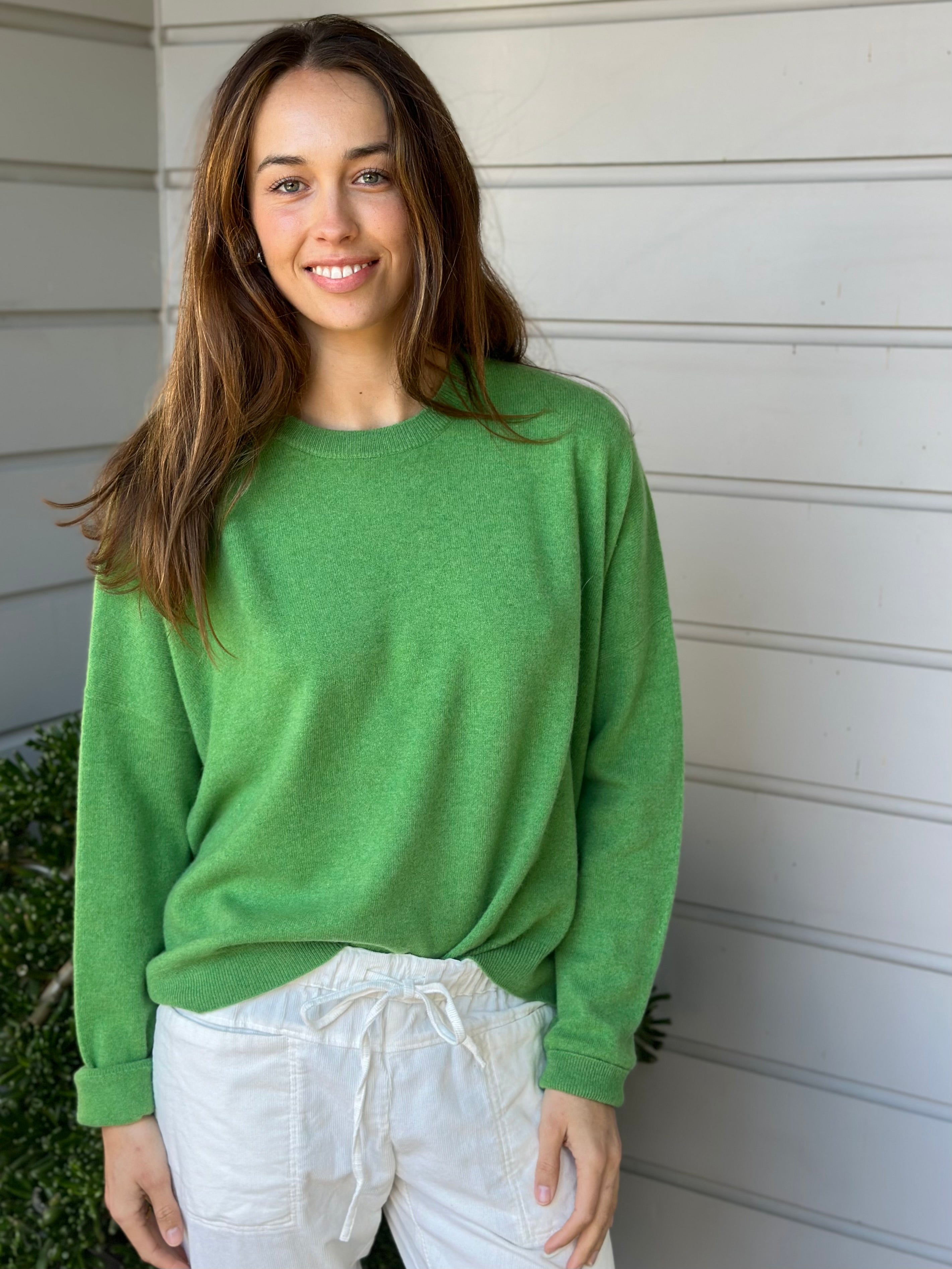 cassie crew neck-soft green cashmere