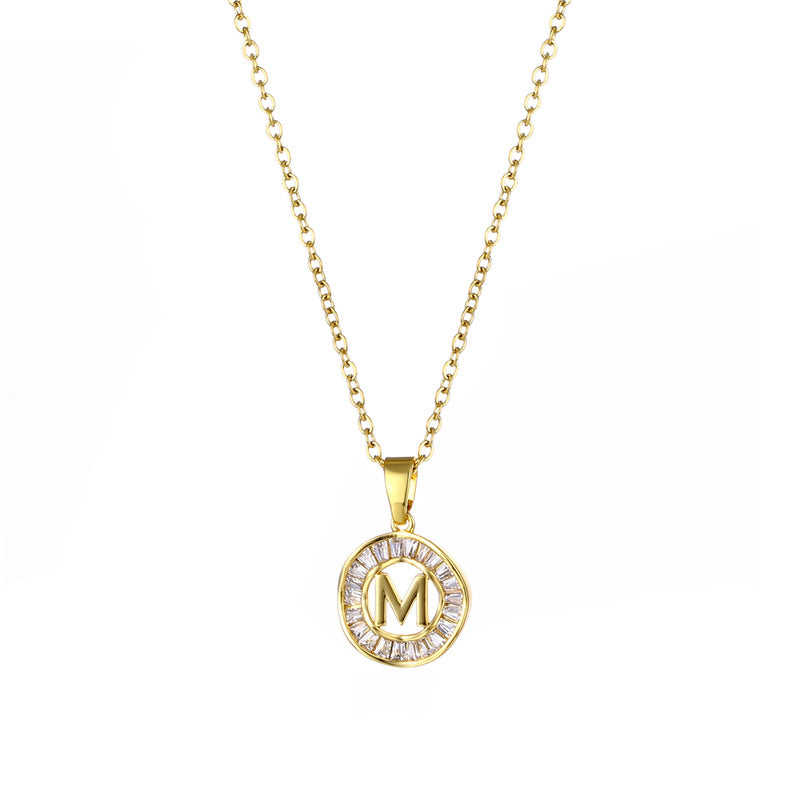 Natural Letter Text Number Stainless Steel Electroplating Necklaces