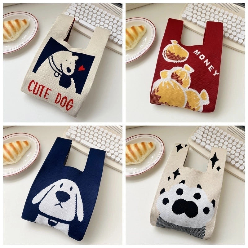 Women's Small Knit Animal Cartoon Cute Open Handbag