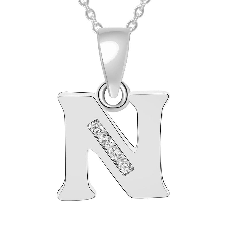 Minimalist Letter Copper Plating Inlay Zircon Pendant Necklace