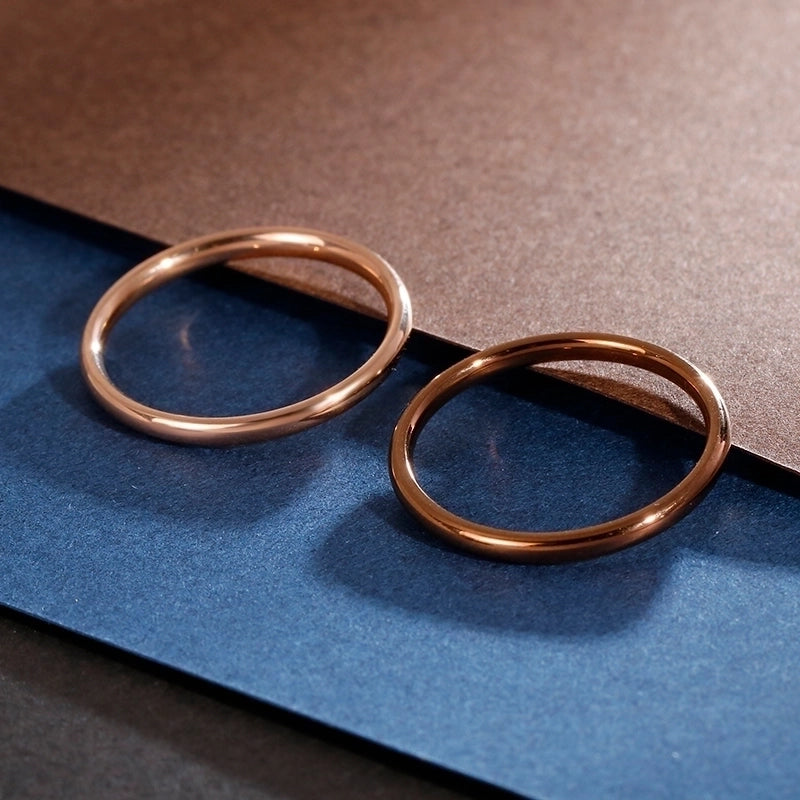 Fashion Round Titanium Steel 18K Gold Plated Polishing Stainless Steel Rings