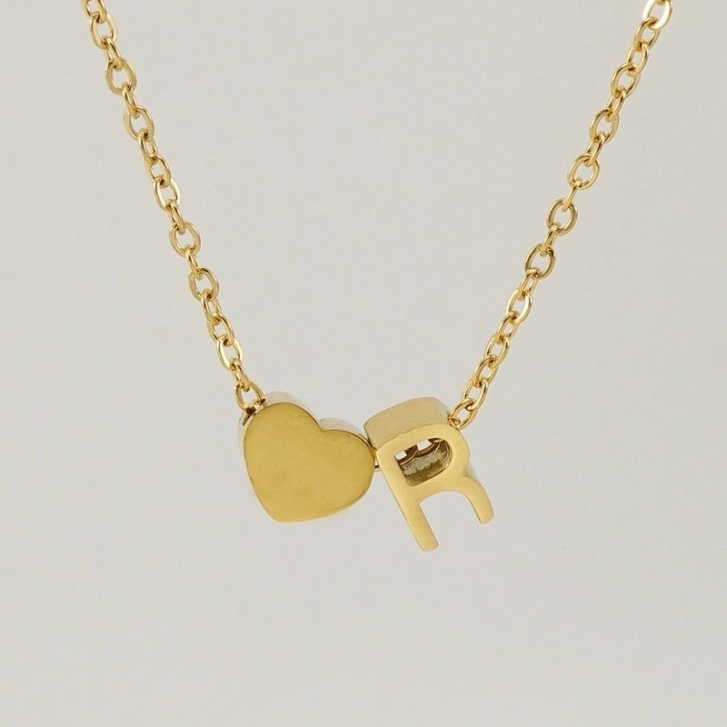 Fashion Letter Heart Shape 304 Stainless Steel 18K Gold Plated Gold Plated Stainless Steel Necklaces