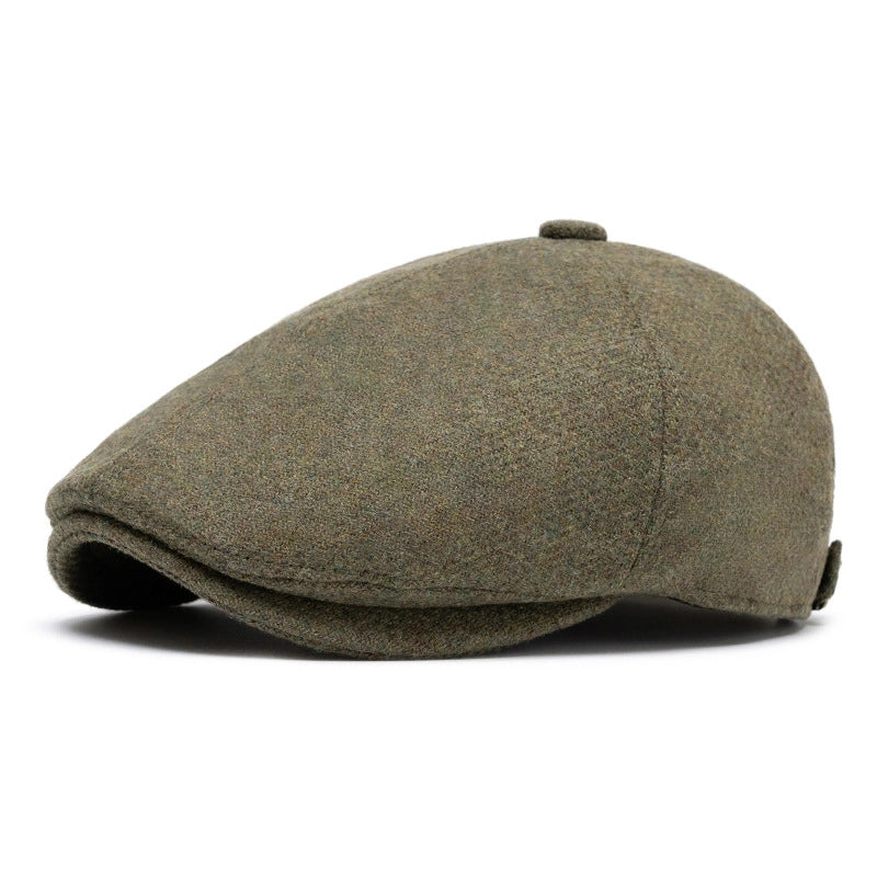 Unisex Retro British Style Solid Color Curved Eaves Beret Hat