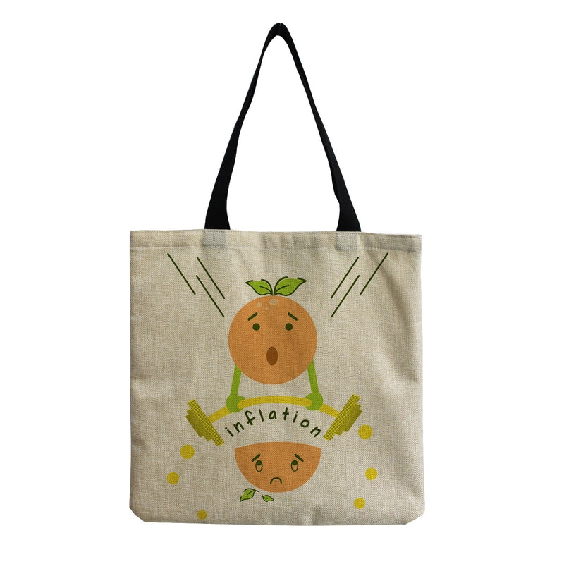 Unisex Linen Plant Fruit Basic Square Open Shoulder Bag