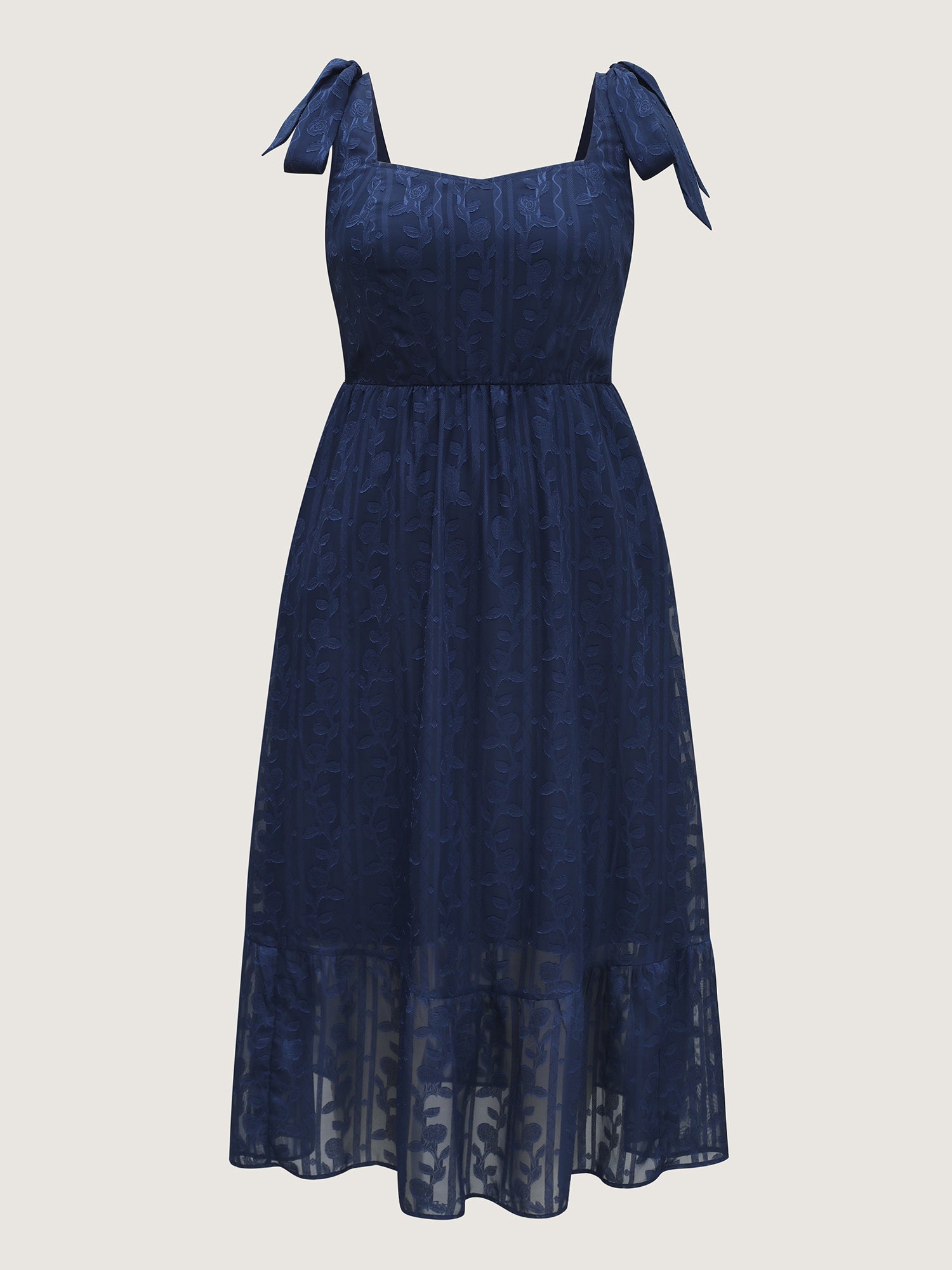 Textured Shoulder Tie Cami Midi Dress