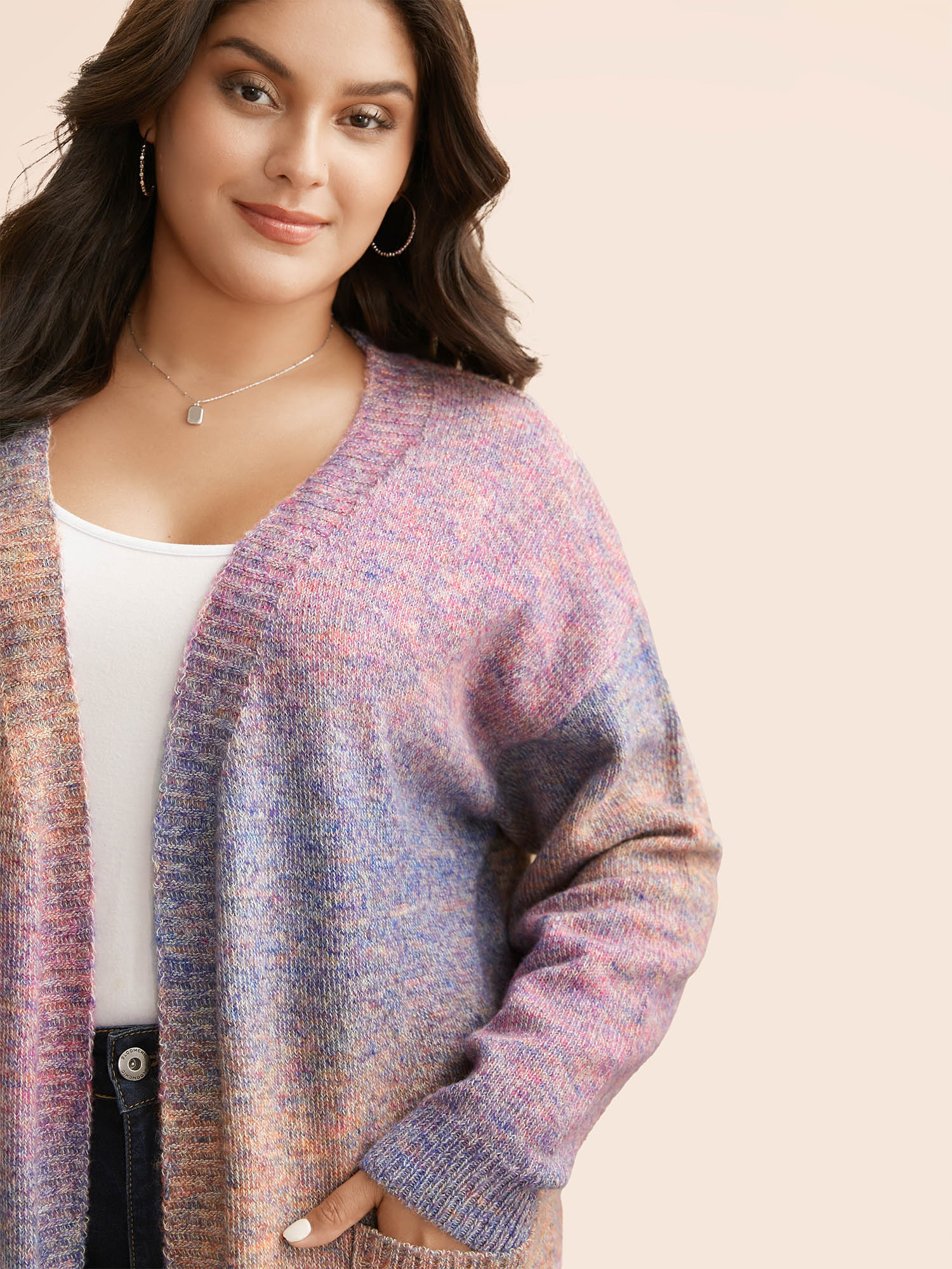 Gradient Dyeing Patch Pocket Cardigan