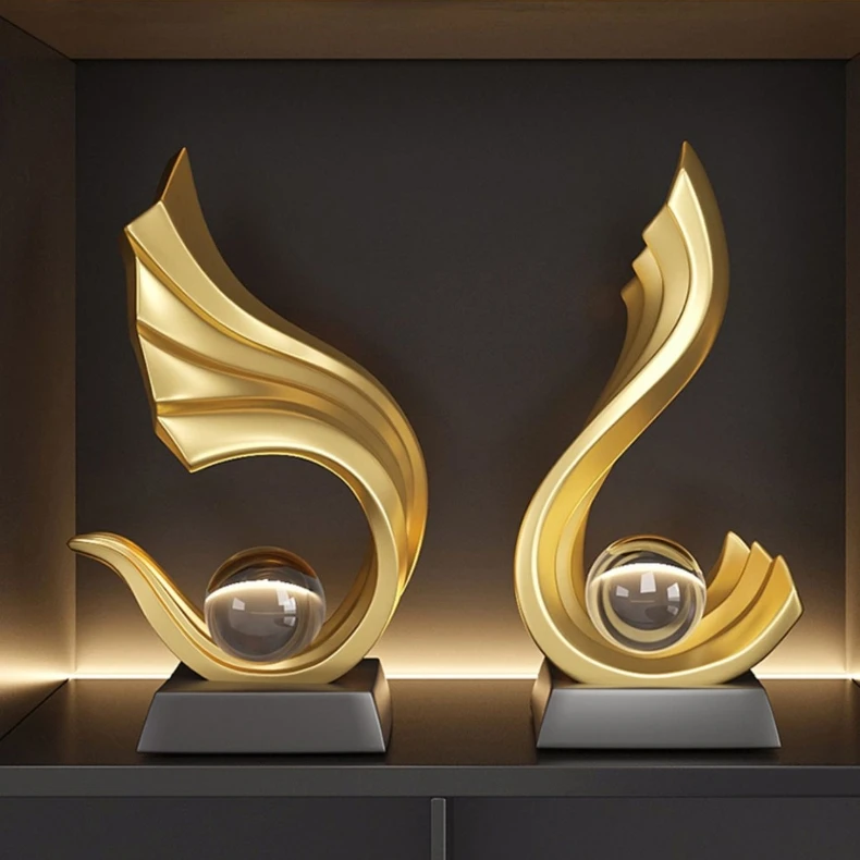 Home Decor Modern Light Luxury Living Room Decor Ornaments Resin Statue Crystal Ball Abstract Model Crafts Office Desktop Decor