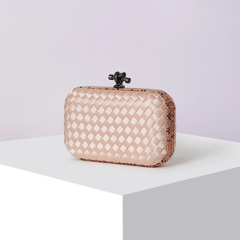 Factory Direct Sales Silk Hand-woven Women's Clutch Crossbody Simple Evening Bag Chain Pouch