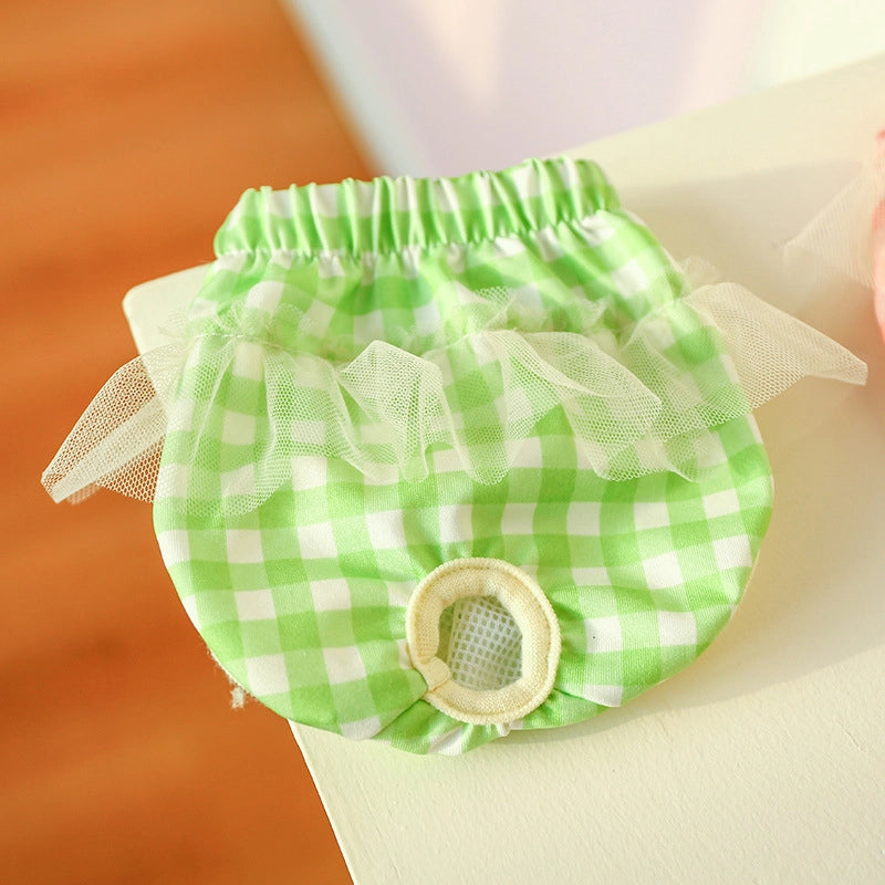 Pet Dog Menstrual Teddy Anti-harassment Physiological Pants Pet Supplies Menstrual Pants Plaid Physiological Pants