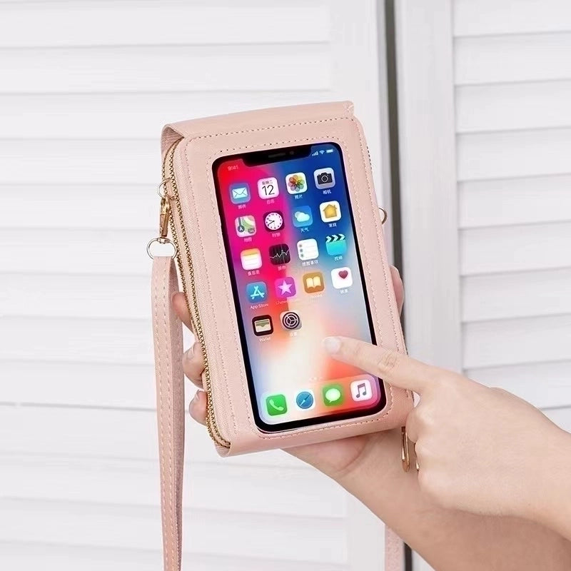 Women's Pu Leather Solid Color Minimalist Square Zipper Phone Wallets