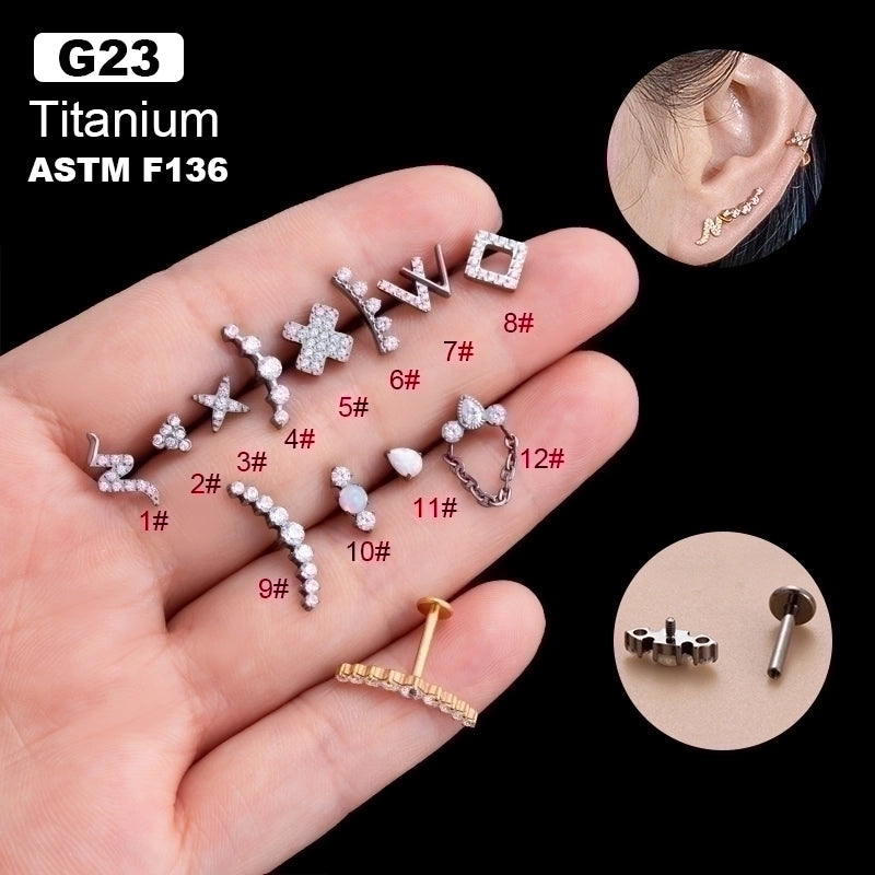 1 Piece Ear Cartilage Rings & Studs IG Style Cool Style Geometric Water Droplets Pure Titanium Plating Inlay Zircon