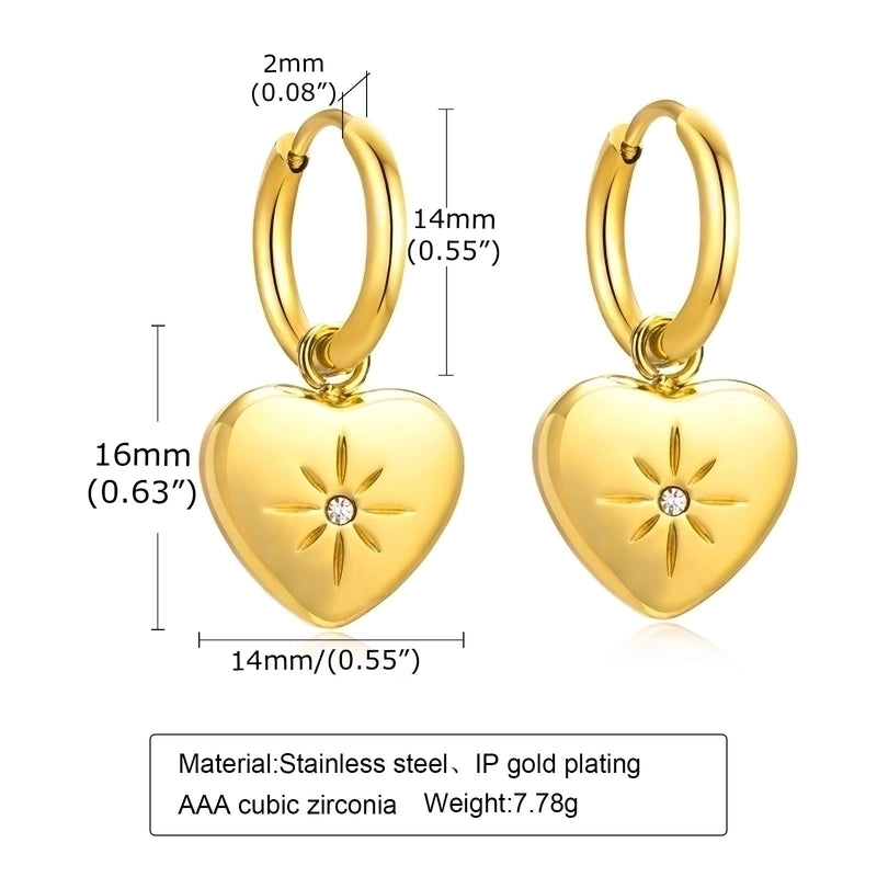 1 Pair Minimalist Star Plating Inlay 201 Stainless Steel Zircon 18K Gold Plated Drop Earrings