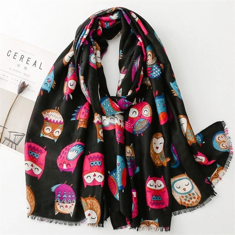 Women's Cute Owl Polyester Scarf
