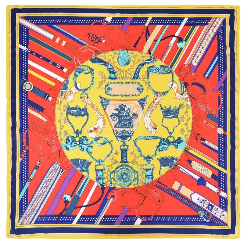 New Fashion Silk Scarf Saddle Decoration Printing Silk Big Square Scarf