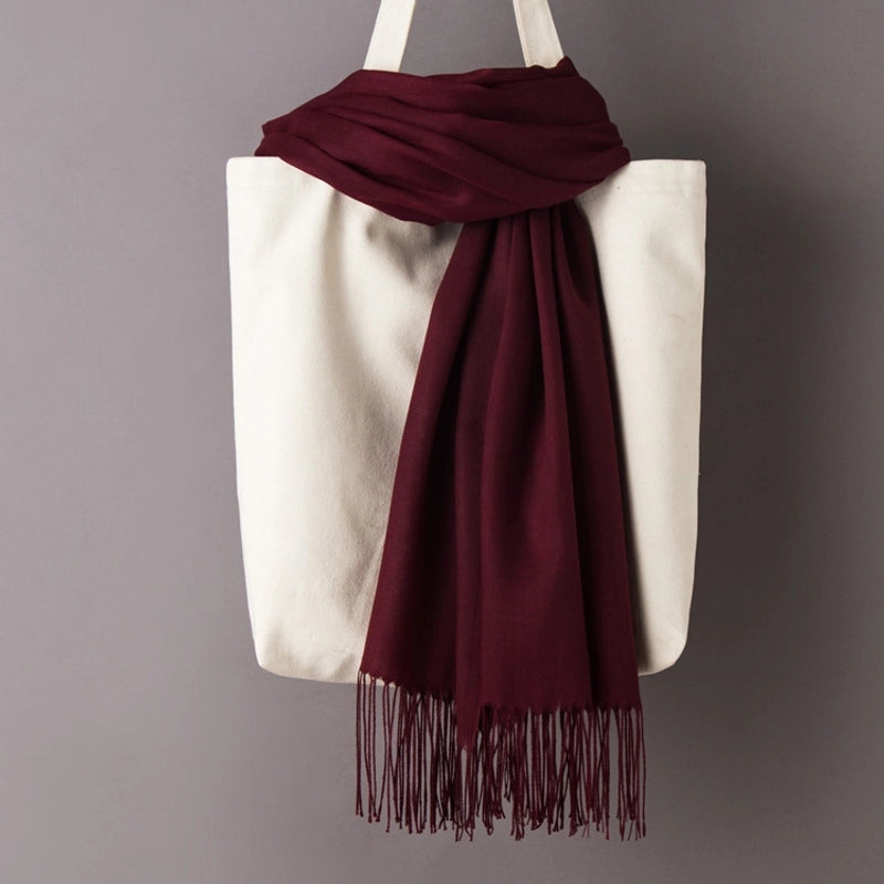 Thin Cashmere Scarf Solid Color Tassel Shawl LOGO Gift Scarf Factory Direct