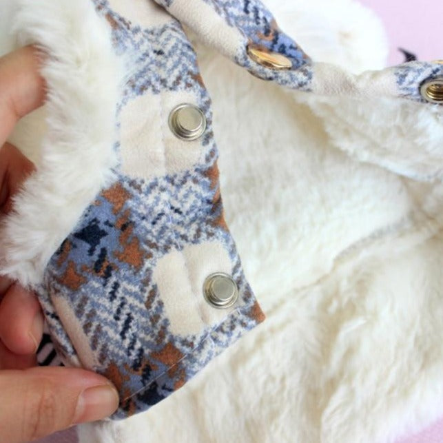 Plaid Furry Dog Jacket Harness