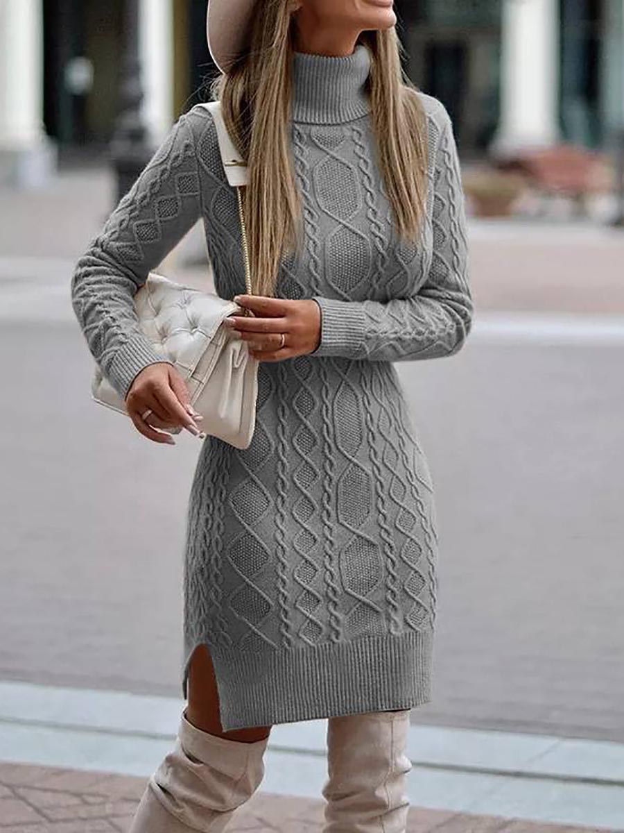 Solid Color Slim Long Sleeve Turtleneck Sweater