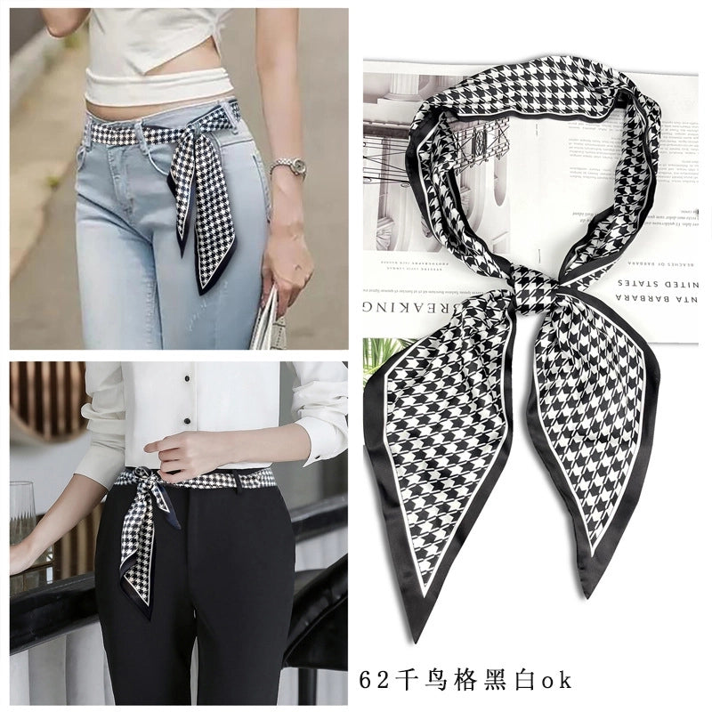 Women's Minimalist Color Block Polyester Printing Silk Scarf