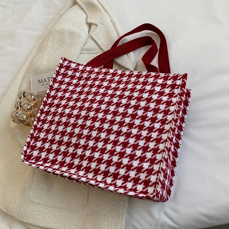 Women's Large Canvas  Vintage Style Square Open Shoulder Bag Tote Bag