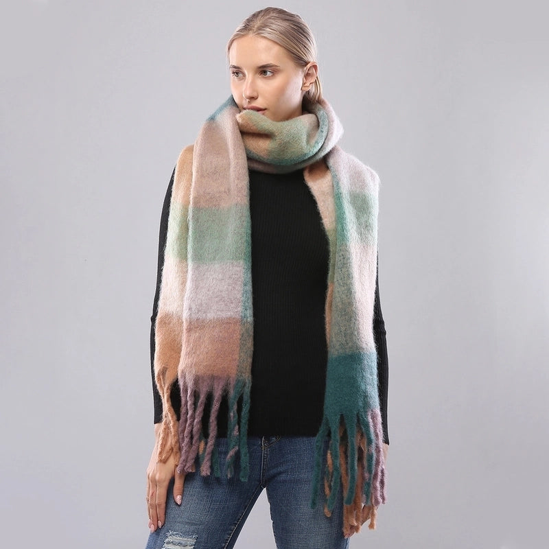 Women's Sweet Color Block Polyester Scarf