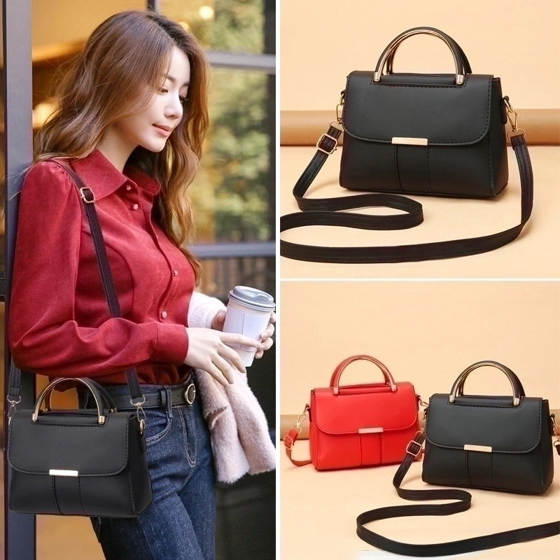 Women's Medium Pu Leather Solid Color Fashion Square Flip Cover Crossbody Bag