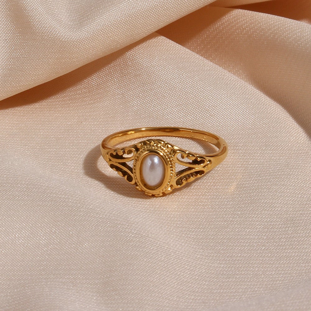 Minimalist Women Circle Geometric Stainless Steel 18K Gold Plated Rings