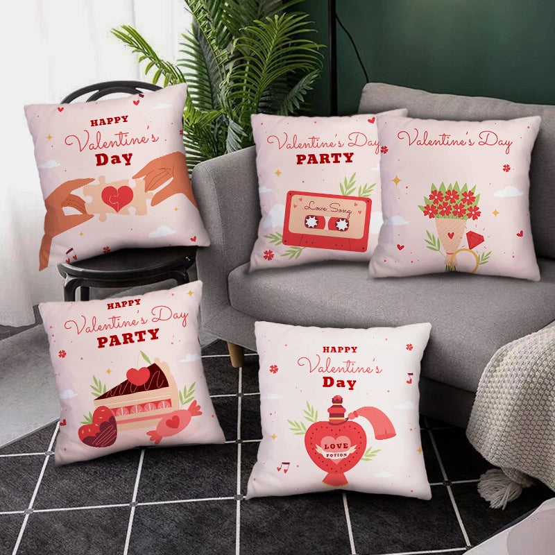Valentine'S Day Minimalist Letter Polyester Pillow Cases Couch & Sofa Decor
