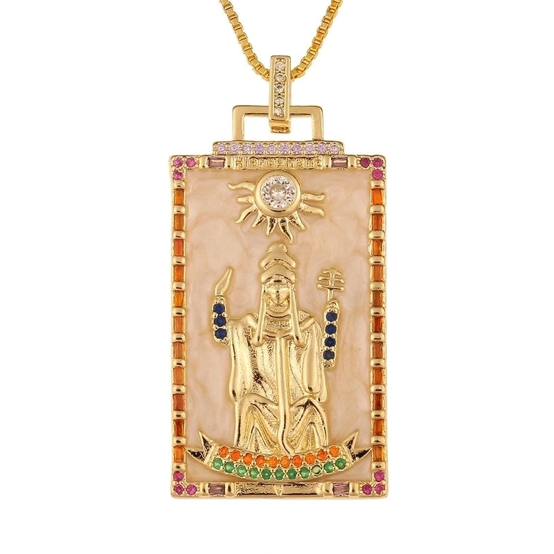 Fashion New Oil Drop Tarot Pendant Copper Zircon Necklace