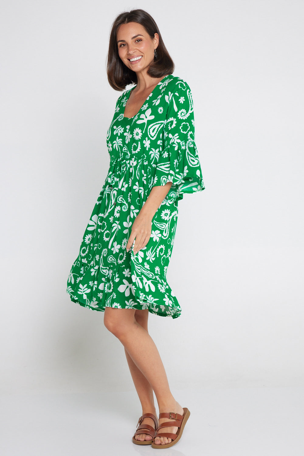 Brunswick Dress - Emerald Paisley