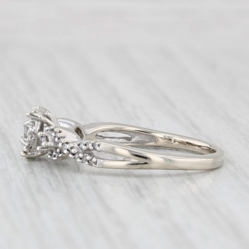0.15ctw Diamond Cluster Engagement Ring 10k White Gold Size 6