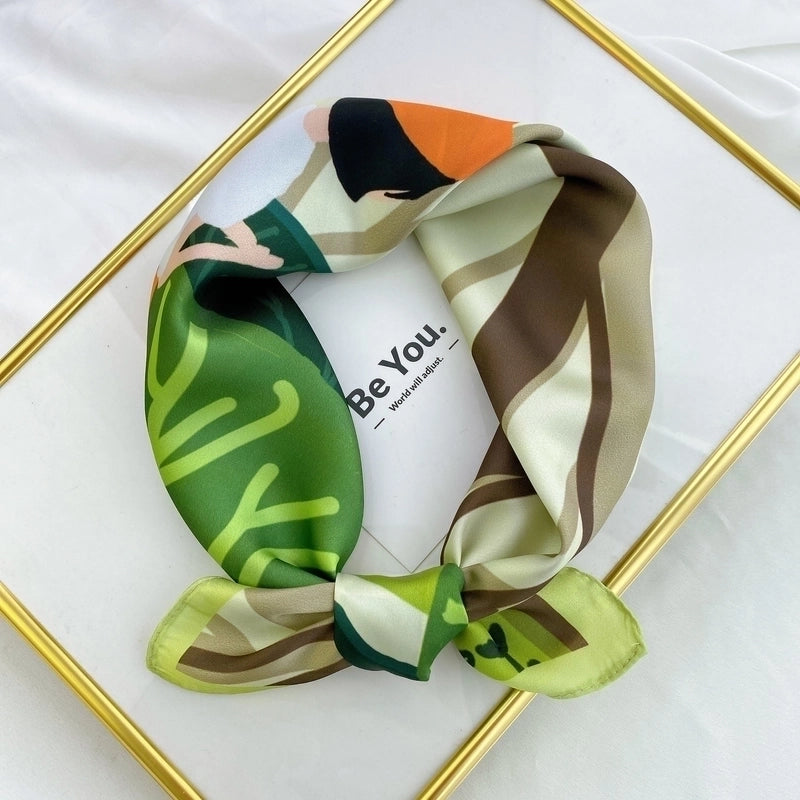 Fashion Contrast Color Printing Small Square Scarf
