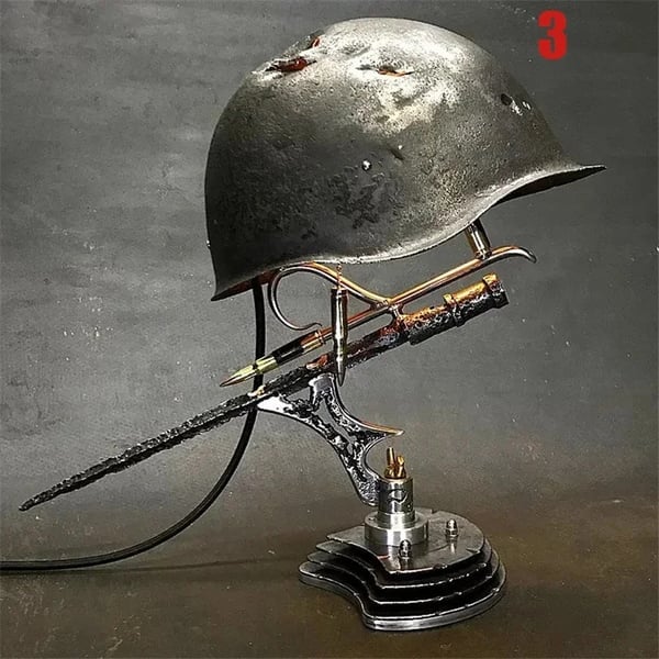Combat Helmet Light Up Home Decor Table Lamp