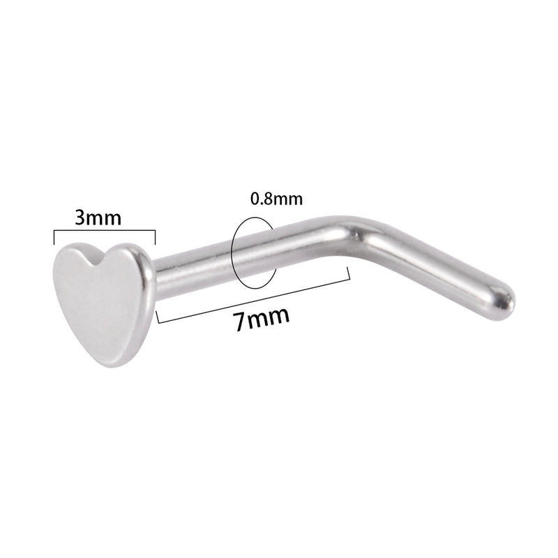 1 Piece Nose Rings & Studs Minimalist Heart Shape 304 Stainless Steel Plating 18K Gold Plated