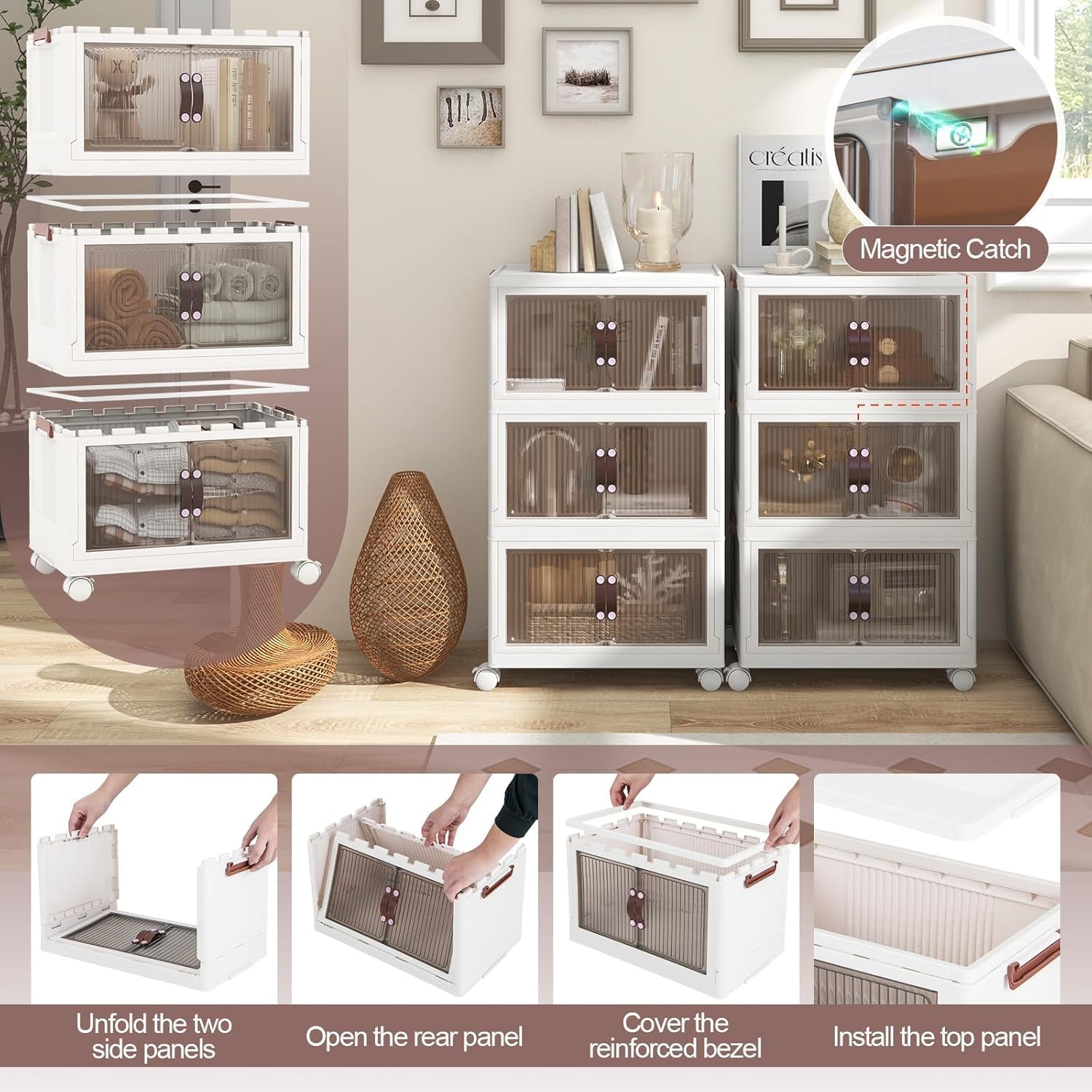 Foldable Storage Container 3 Layer. Stackable Storage Box