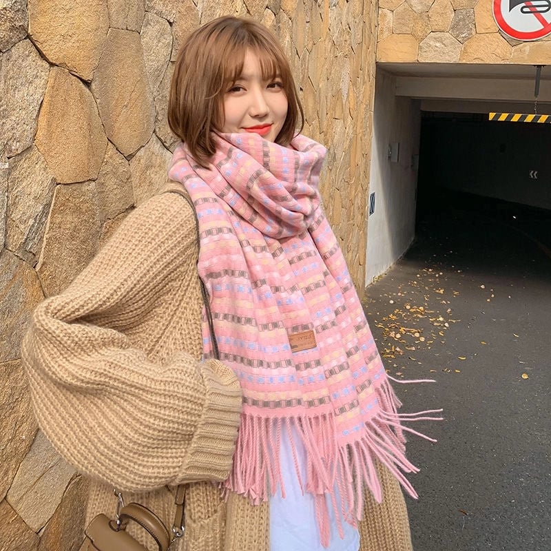 Winter New Colorful Plaid Scarf Women's Versatile Women's Autumn And Winter Warm Scarf Shawl High-grade Fashion