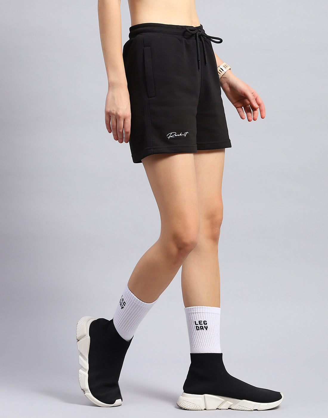 Women Black Solid Regular Fit Short