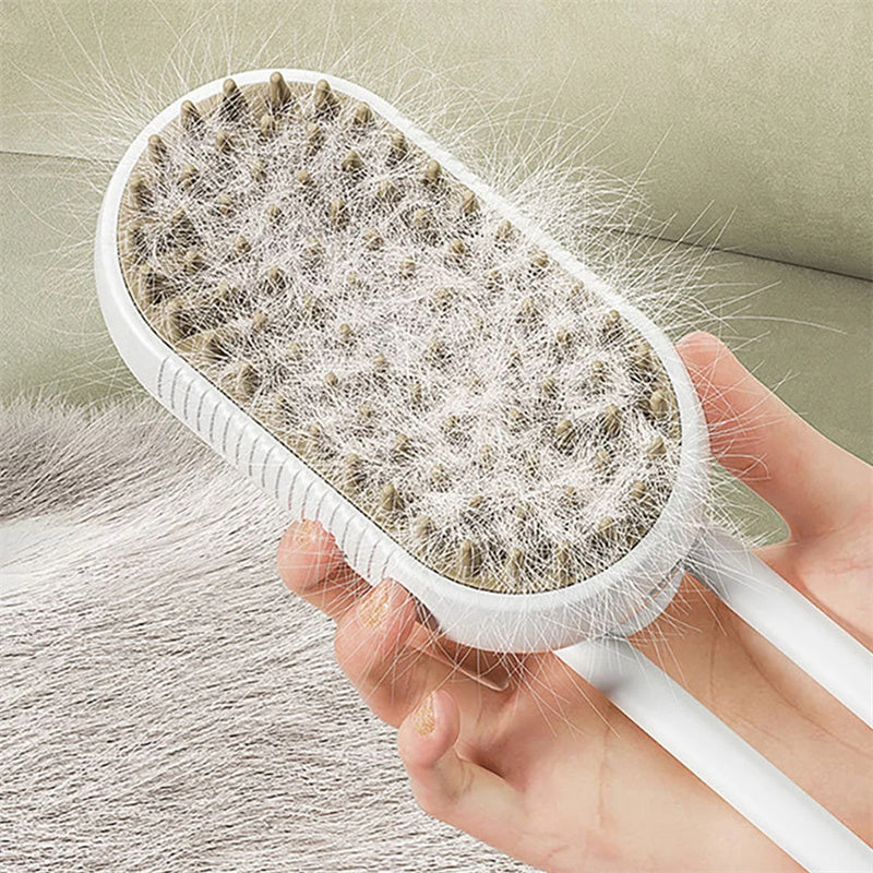 USB Rechargeable Steam Cat Grooming Brush – Anti-Static & Detangling
