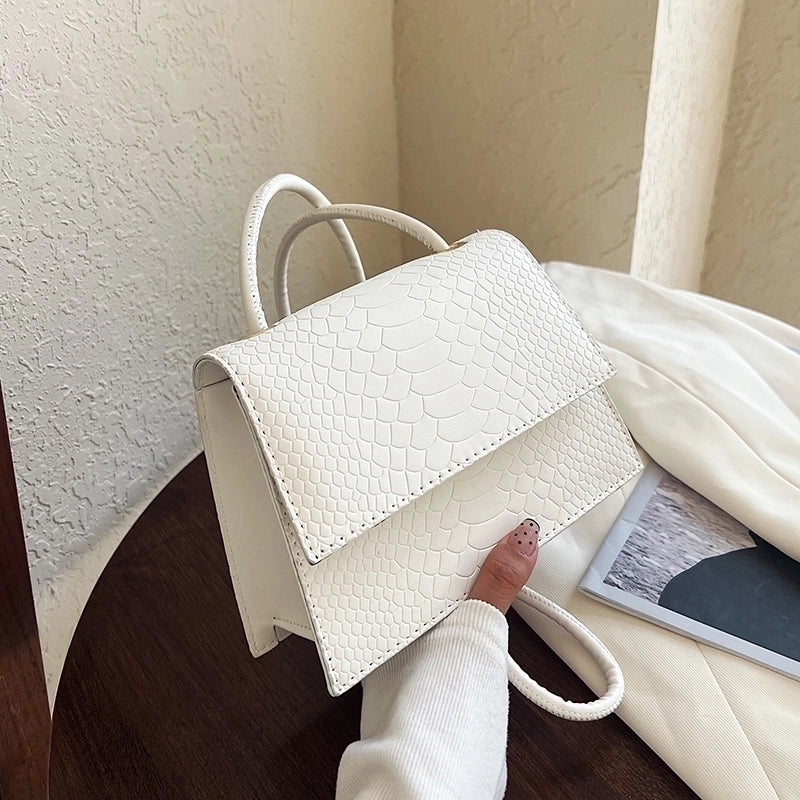 Women's Pu Leather Solid Color Classic Style Square Flip Cover Crossbody Bag