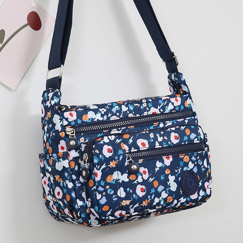 Women's Oxford Cloth Printing Vintage Style Square Zipper Crossbody Bag