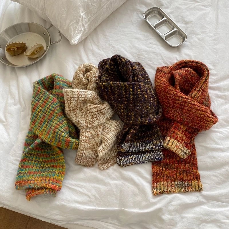 Women's Retro Color Block Acrylic Scarf