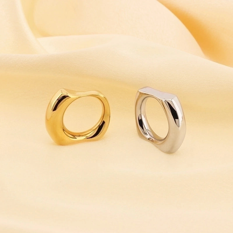 Basic Classic Style Commute Geometric Solid Color 304 Stainless Steel 18K Gold Plated Rings In Bulk